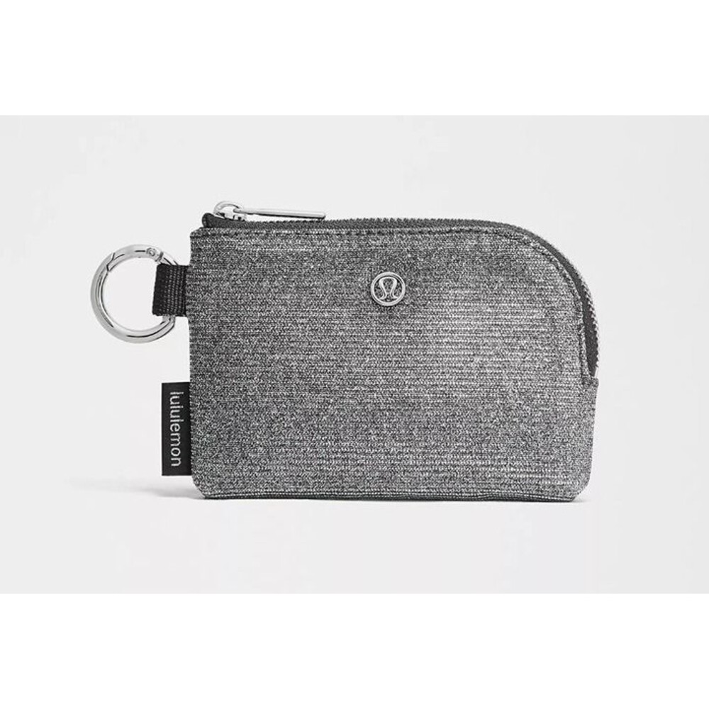 NWT Lululemon Clippable Card Pouch - Glitter Dark Silver/Graphite Grey/Silver